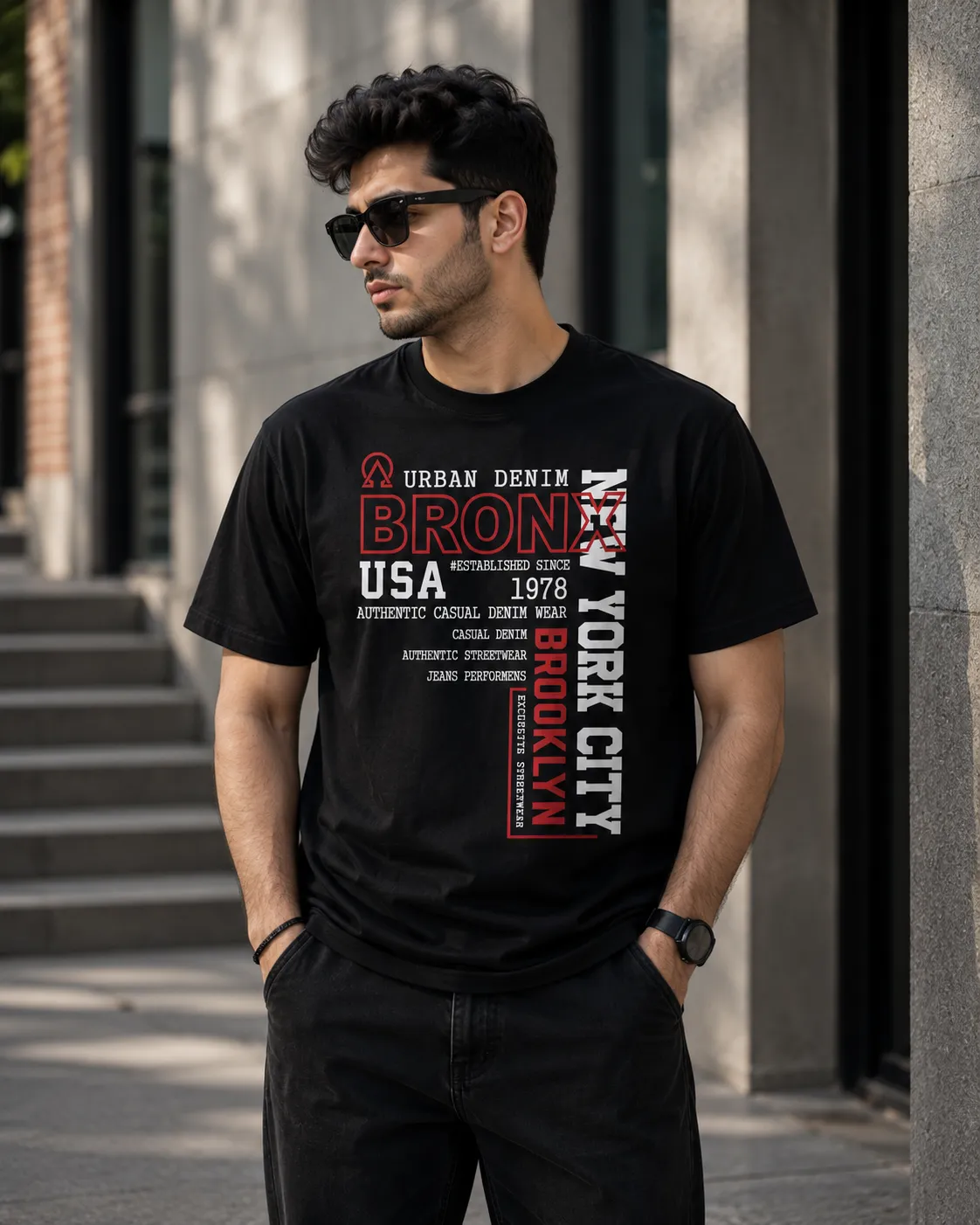 تی‌شرت آستین کوتاه مردانه طرح Bronx Urban