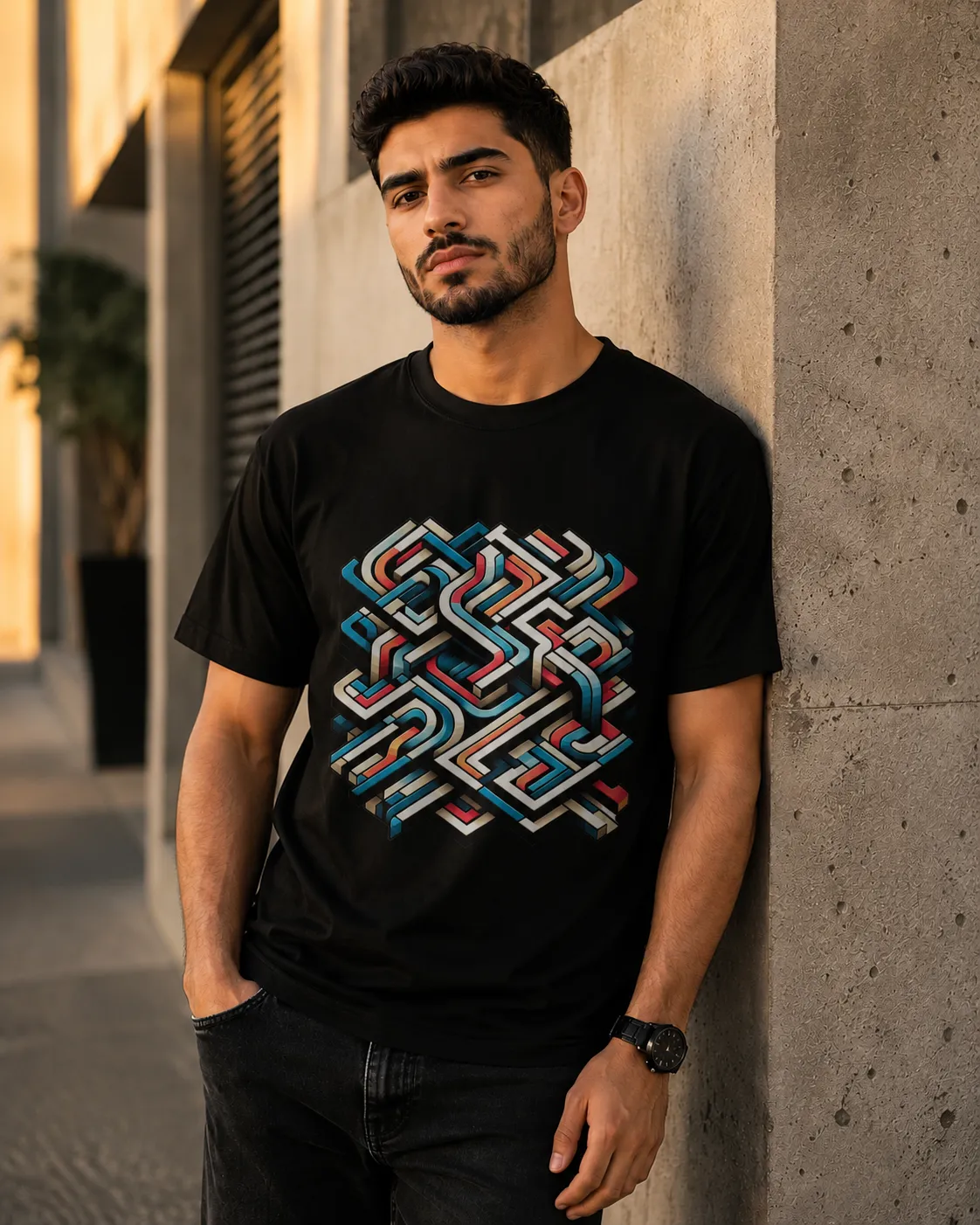 تی‌شرت آستین کوتاه مردانه طرح Labyrinth