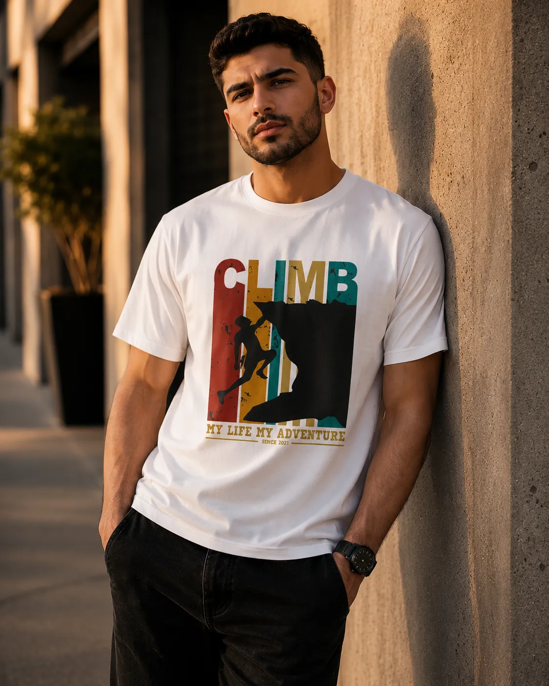 تی‌شرت آستین کوتاه مردانه طرح Climb Adventure