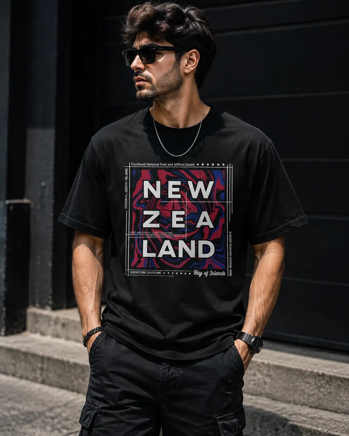 تی‌شرت آستین کوتاه مردانه طرح New Zealand