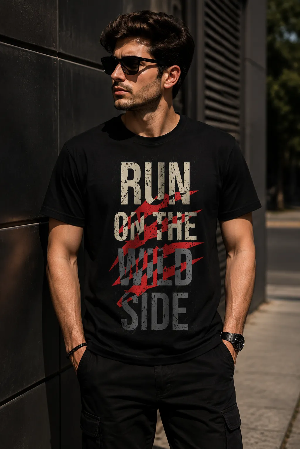 تی‌شرت آستین کوتاه مردانه طرح Run On The Wild Side