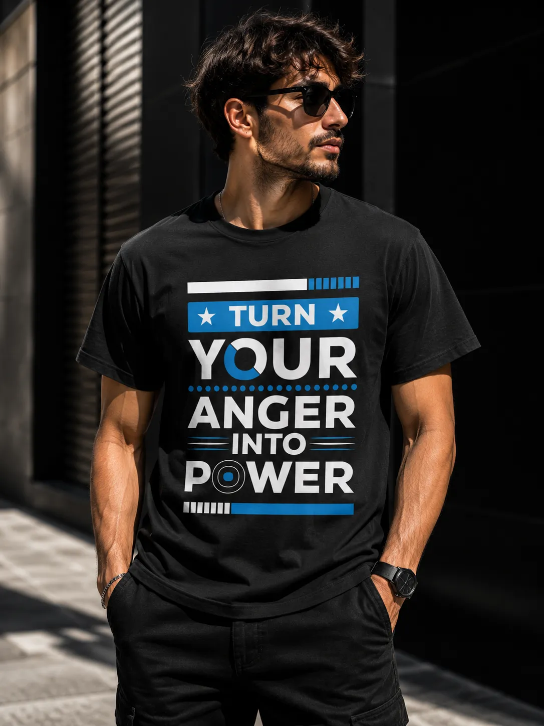 تی‌شرت آستین کوتاه مردانه طرح Turn Your Anger Into Power